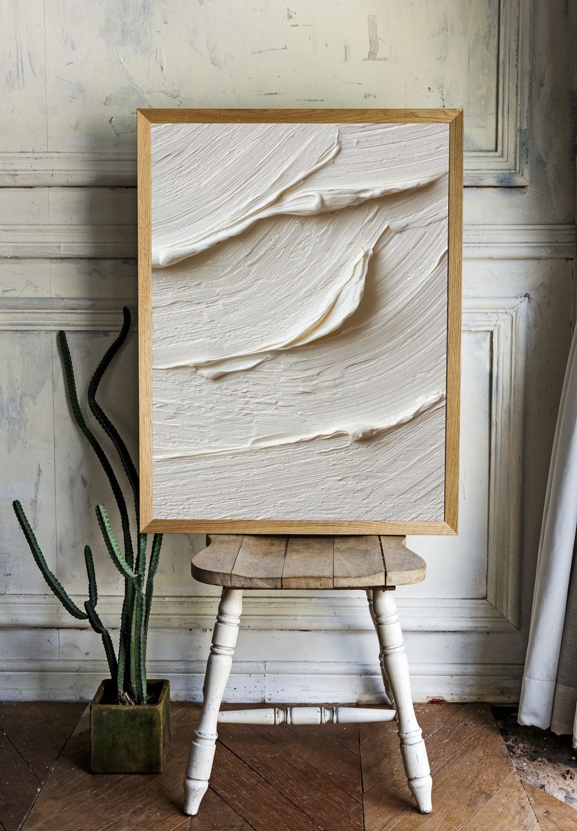 Cream Texture Abstract Poster. — room view 1
