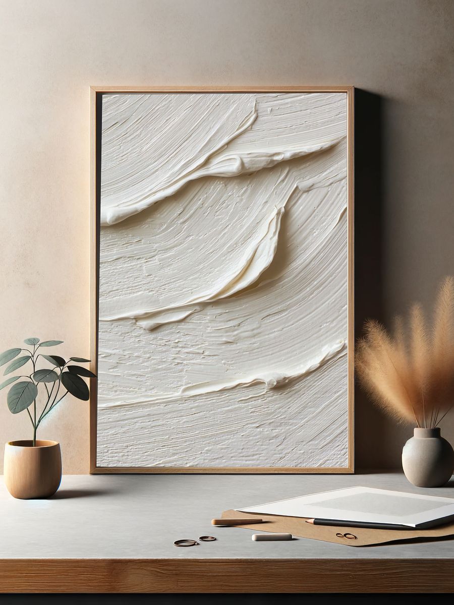 Cream Texture Abstract Poster. — room view 2
