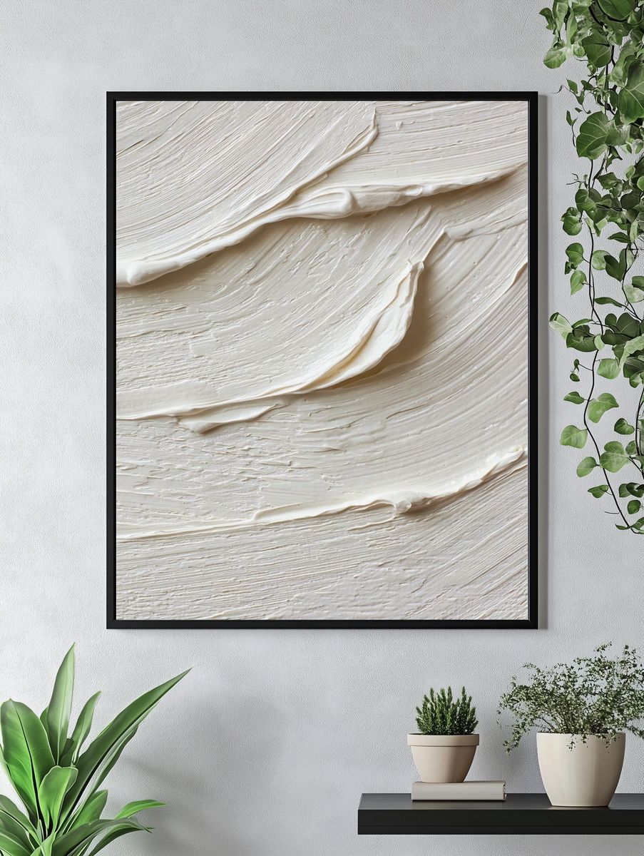 Cream Texture Abstract Poster. — room view 4