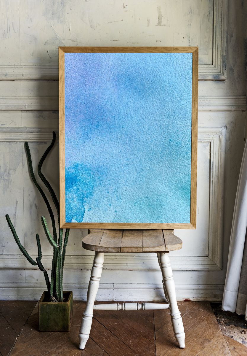 Blue Watercolor Texture Poster. — room view 1