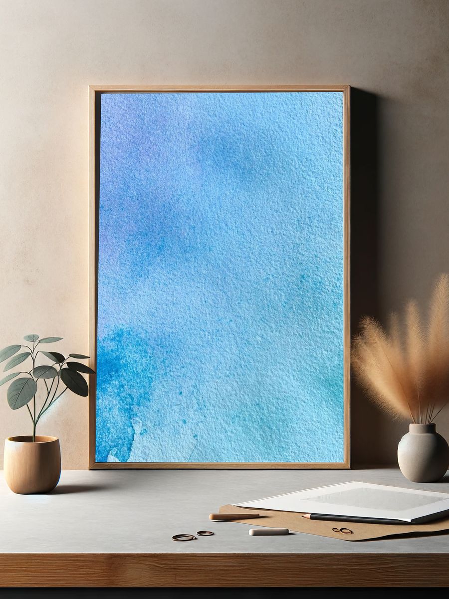 Blue Watercolor Texture Poster. — room view 2