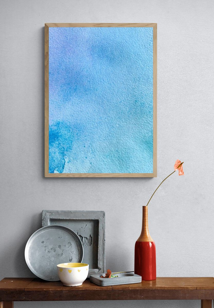 Blue Watercolor Texture Poster. — room view 3