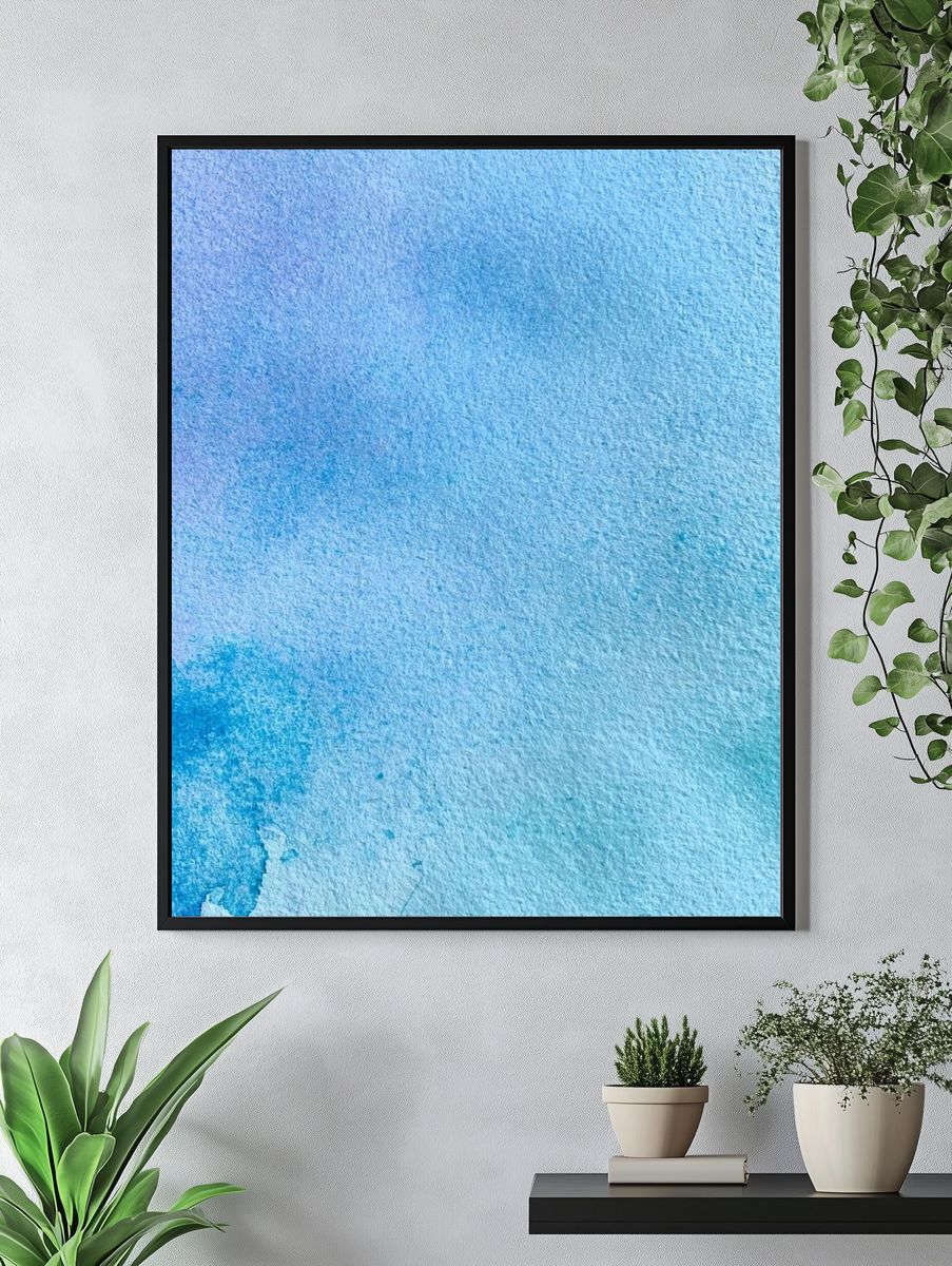 Blue Watercolor Texture Poster. — room view 4