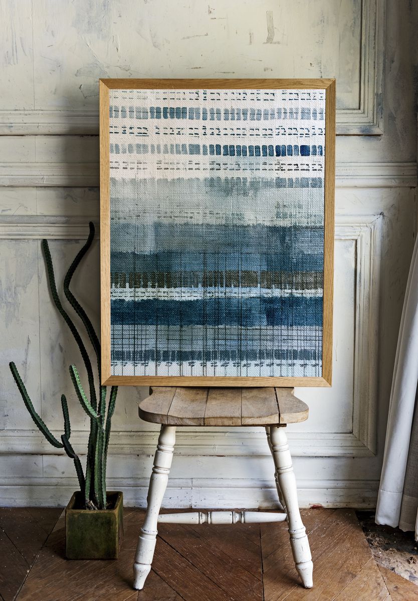 Blue Textured Abstract Poster. — room view 1