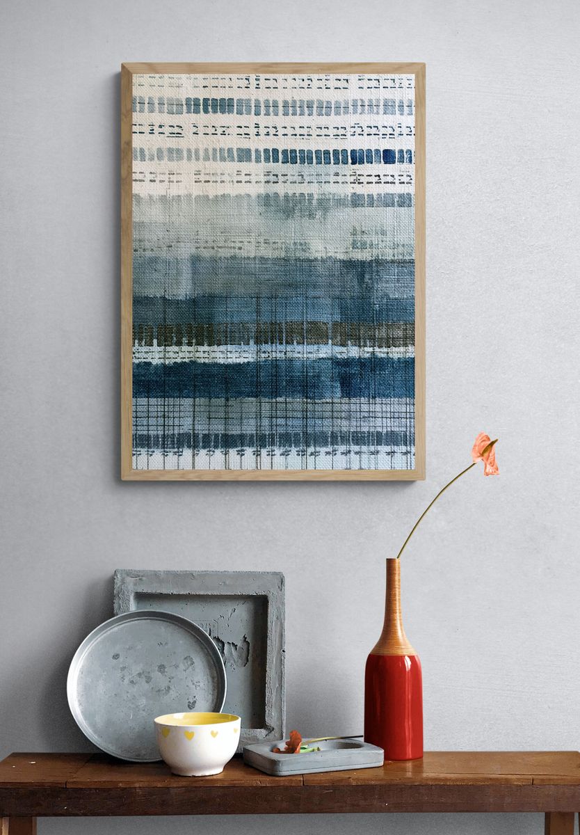 Blue Textured Abstract Poster. — room view 3