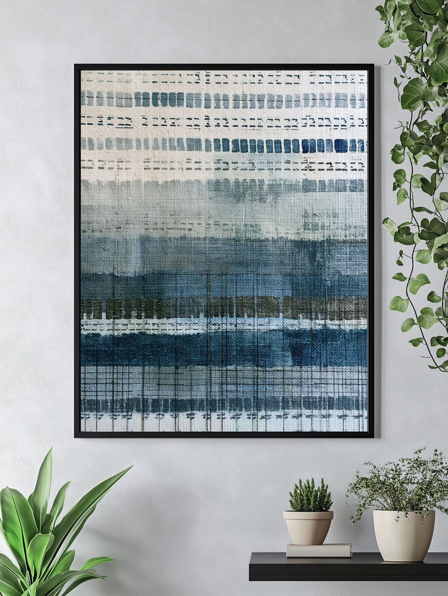 Blue Textured Abstract Poster. — room view 4