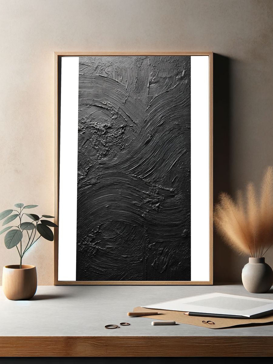 Textured Black Abstract Poster. — room view 2
