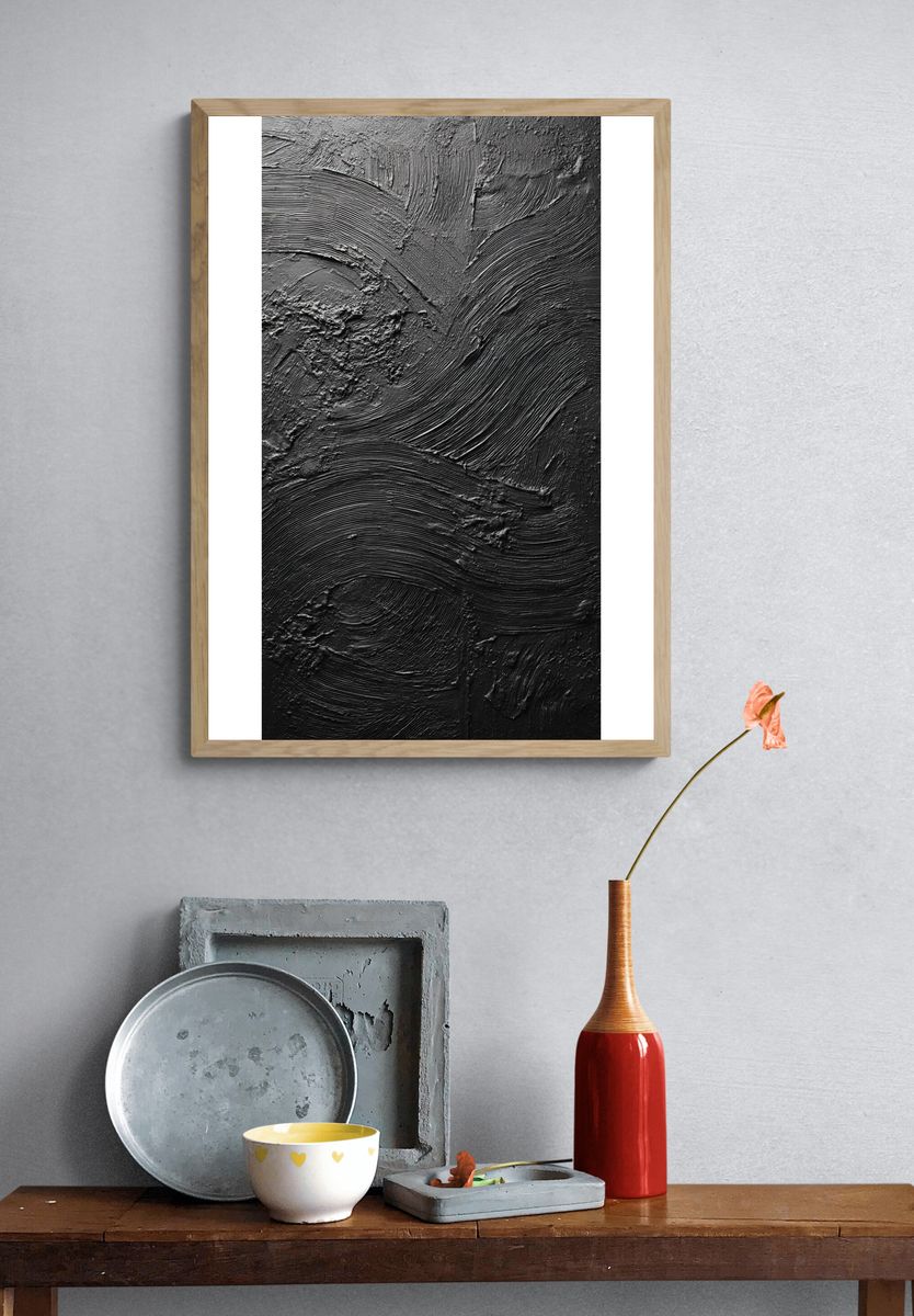 Textured Black Abstract Poster. — room view 3