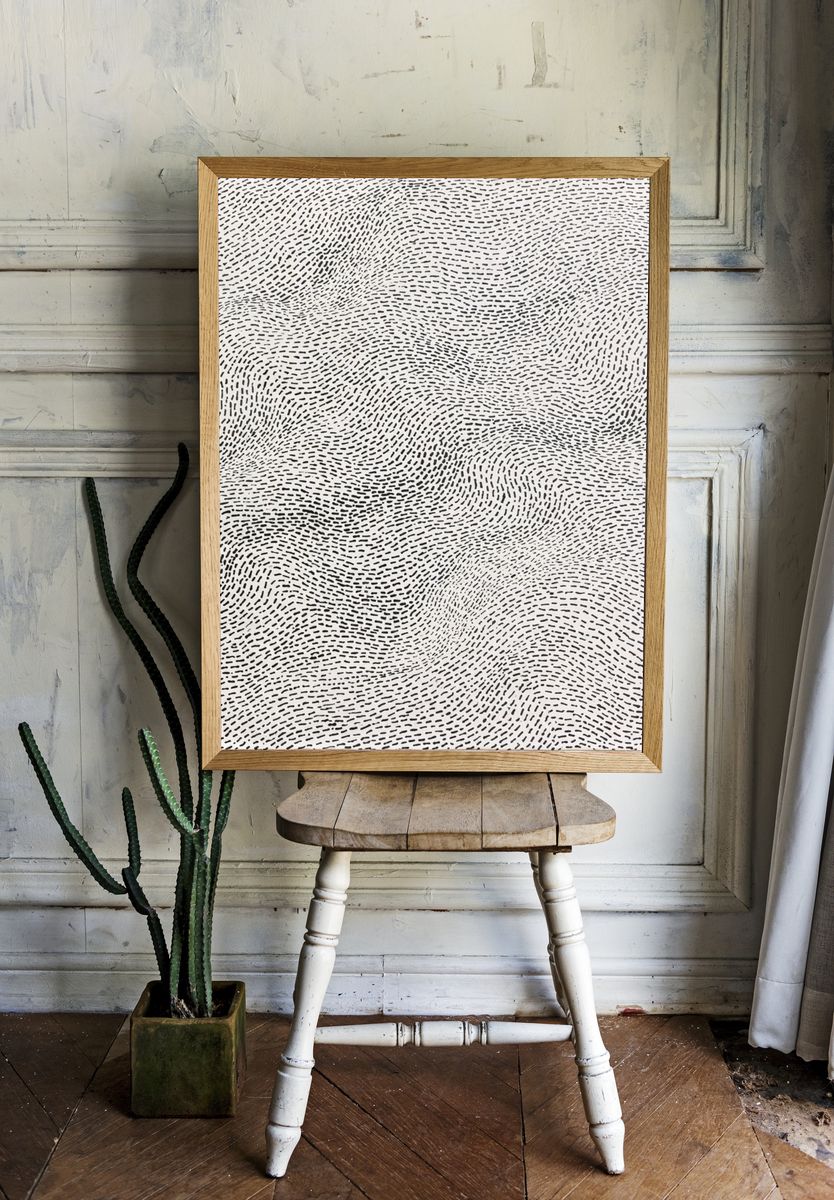 Wavy Ink Texture Abstract Print. room preview