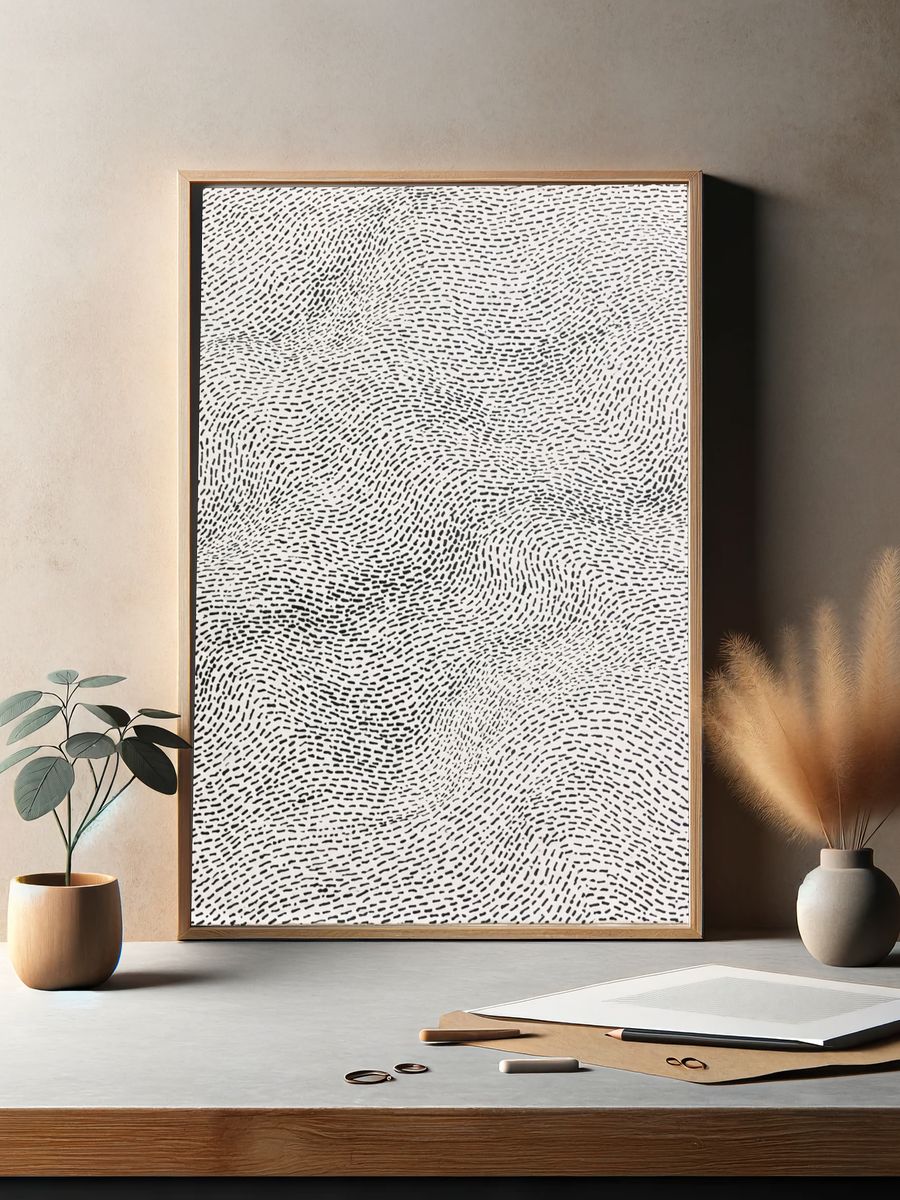 Wavy Ink Texture Abstract Print. — room view 2