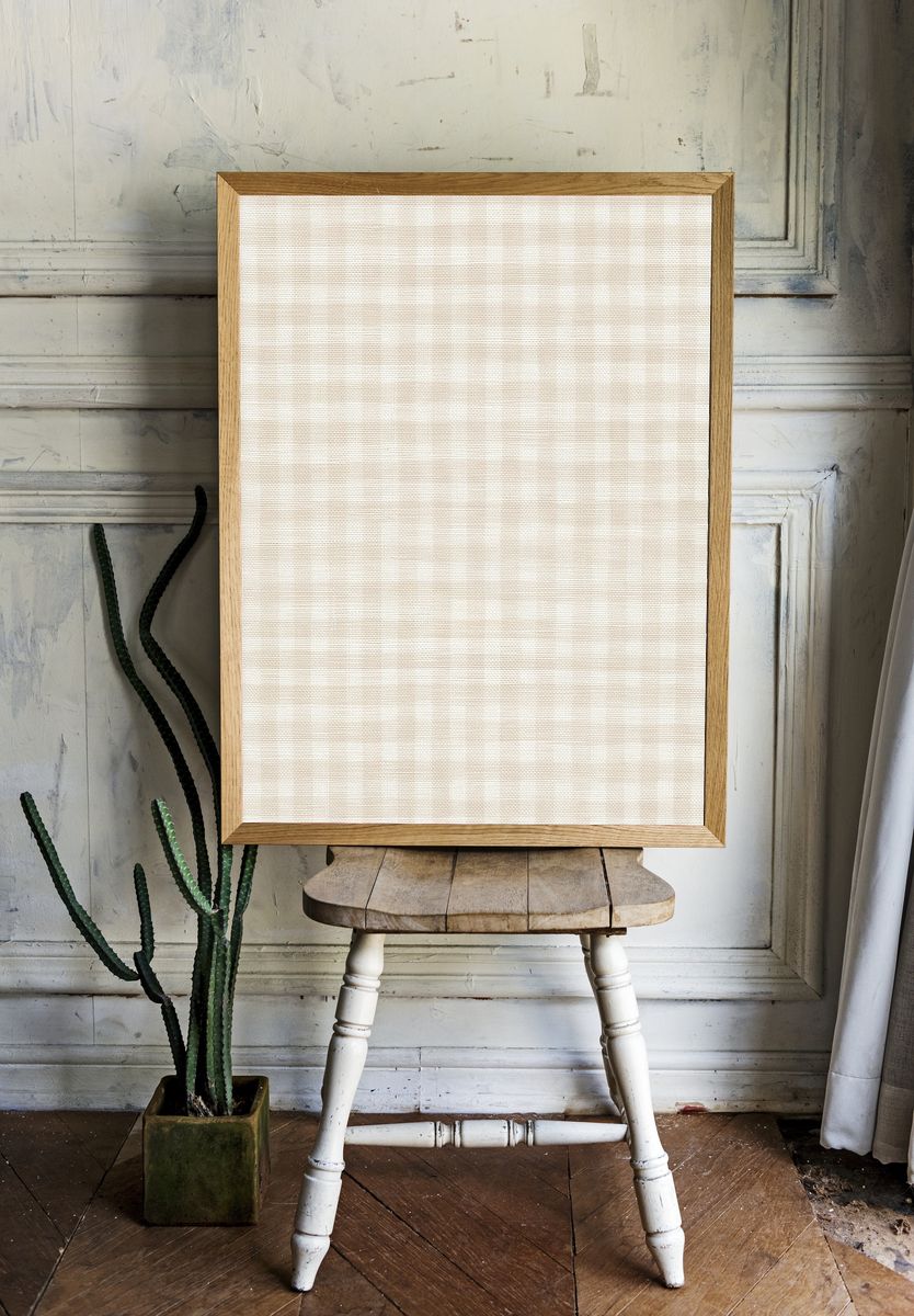 Neutral Linen Texture Abstract Print. room preview