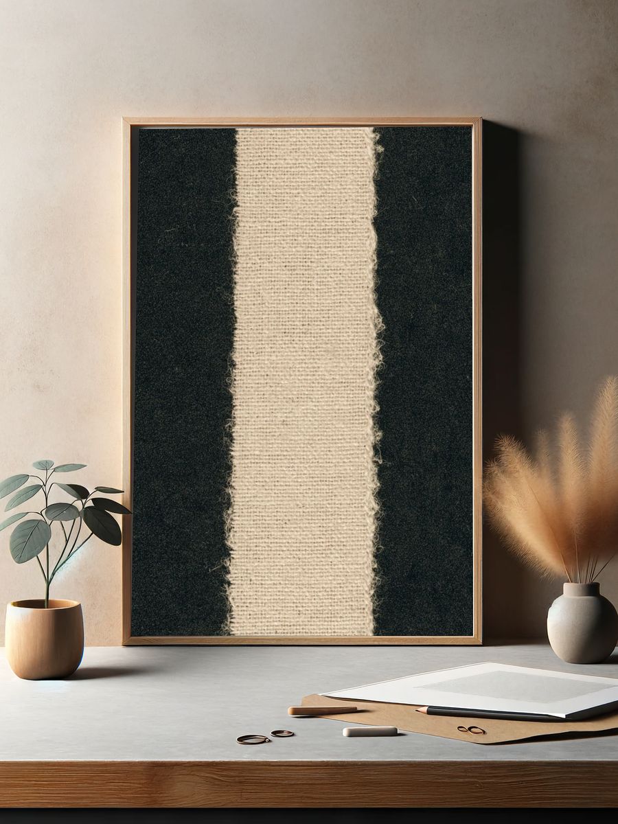 Textured Linen Stripe Abstract Print. — room view 2