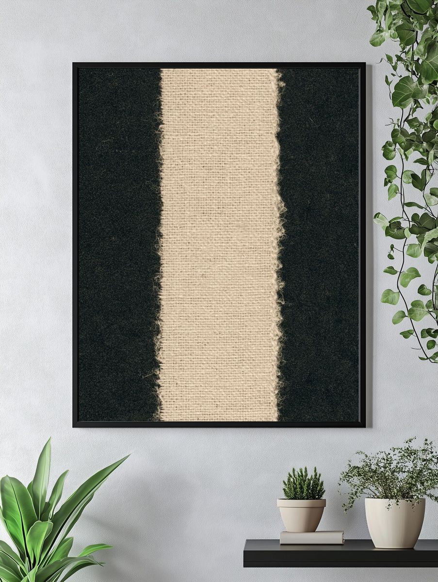 Textured Linen Stripe Abstract Print. — room view 4
