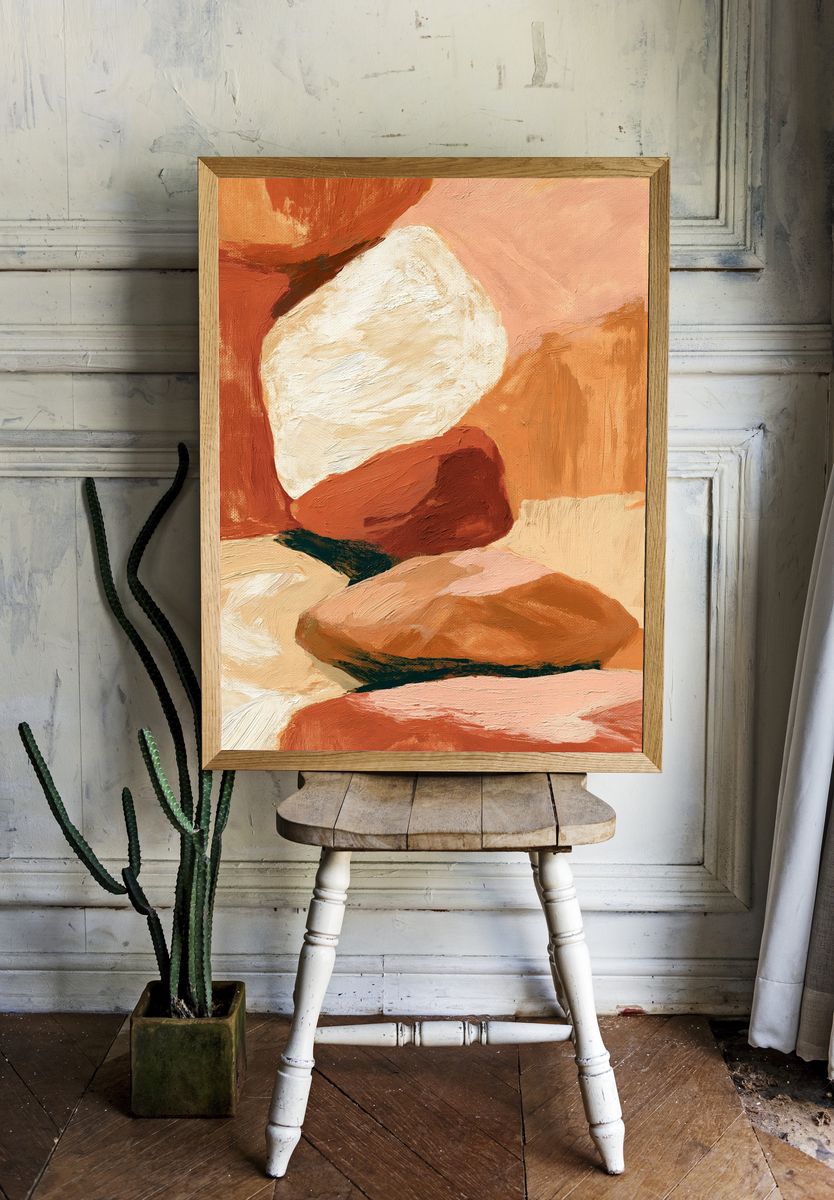 Terracotta Abstract Texture Poster. — room view 1