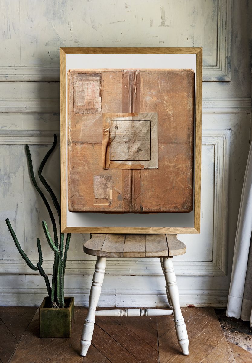 Weathered Collage Texture Poster. — room view 1