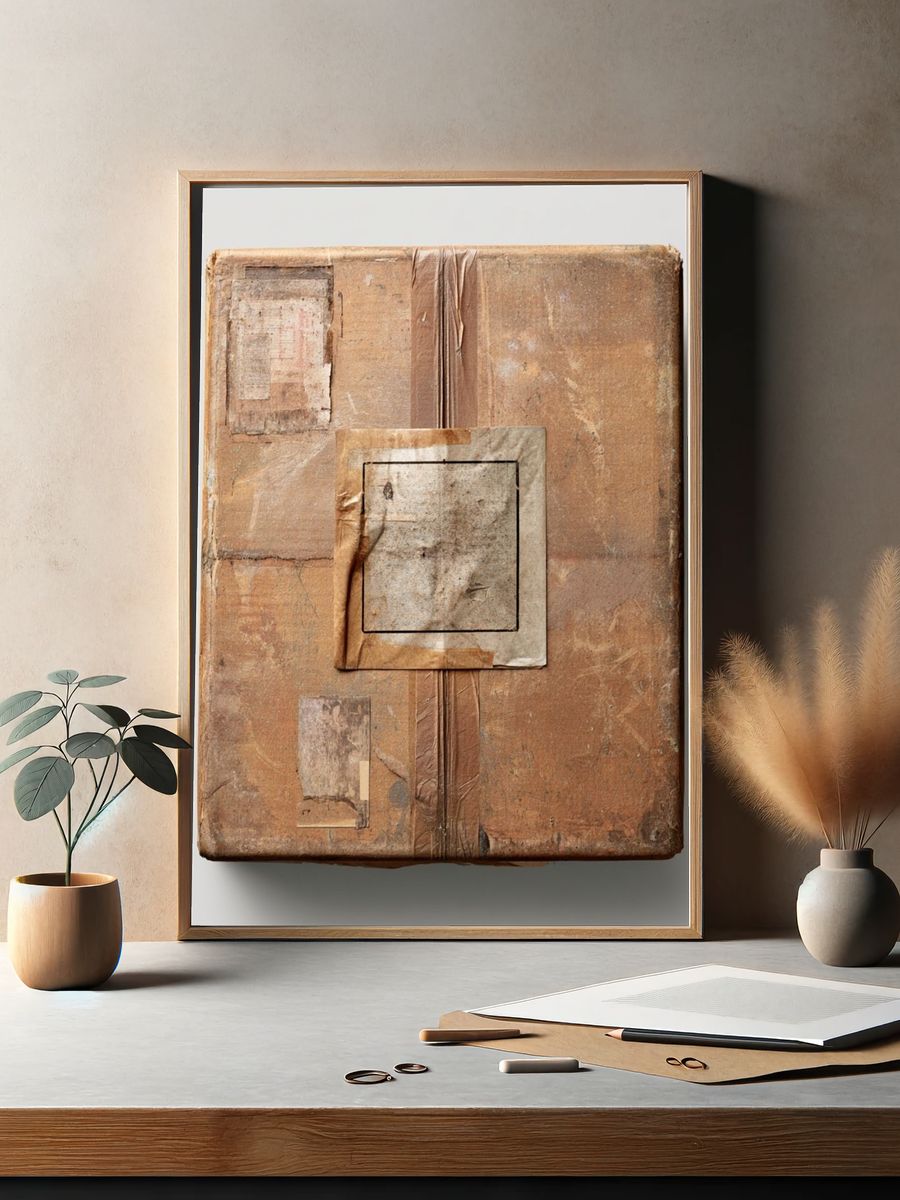 Weathered Collage Texture Poster. — room view 2