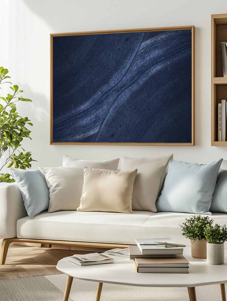 Blue rough concrete wall background. — room view 2