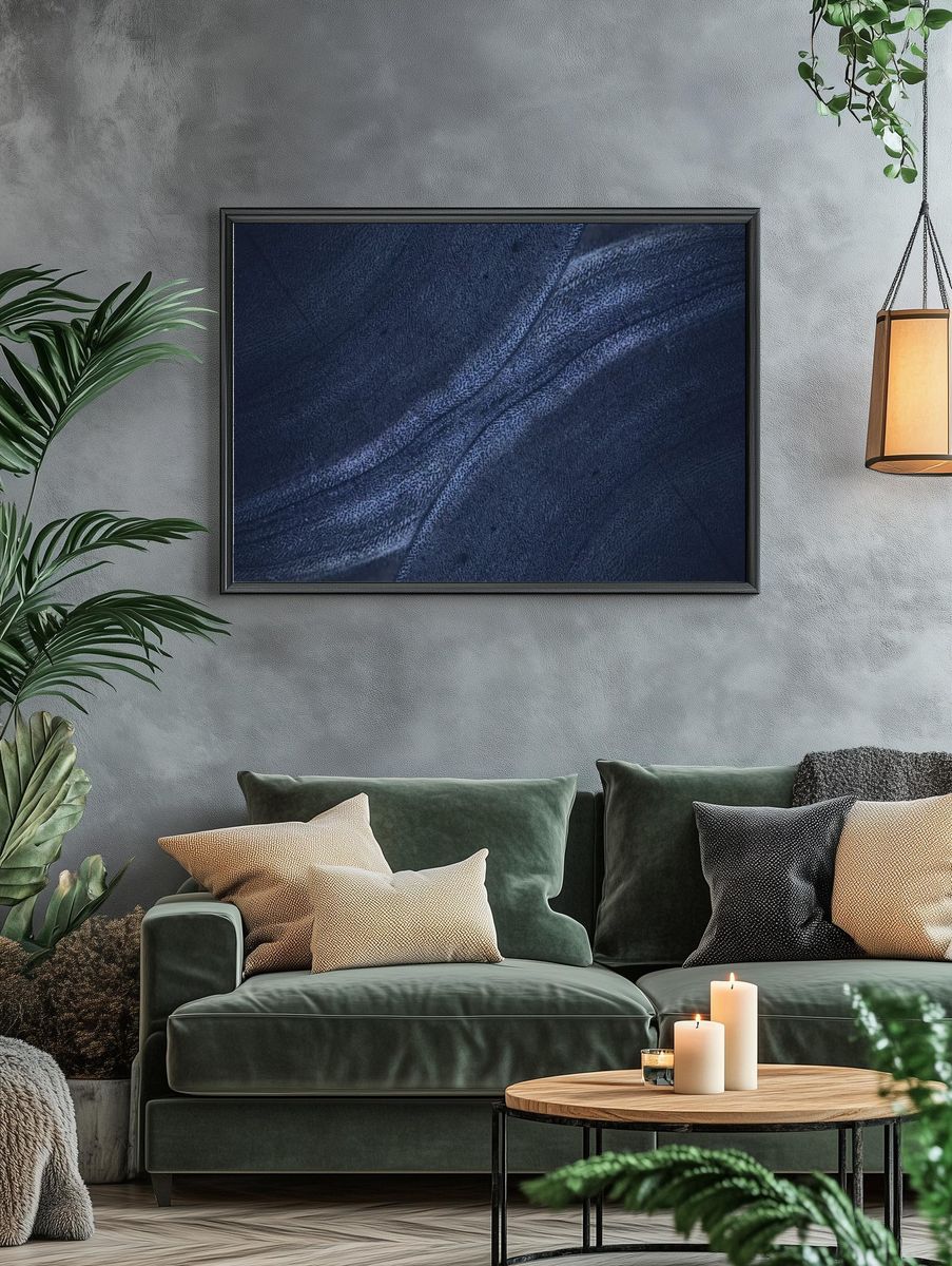 Blue rough concrete wall background. — room view 4