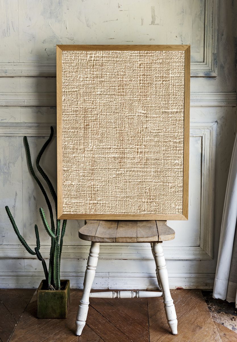 Neutral Woven Texture Print. room preview