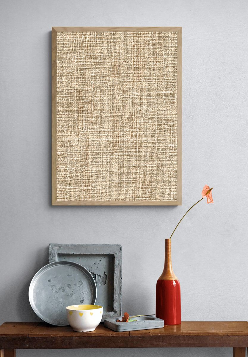 Neutral Woven Texture Print. — room view 3