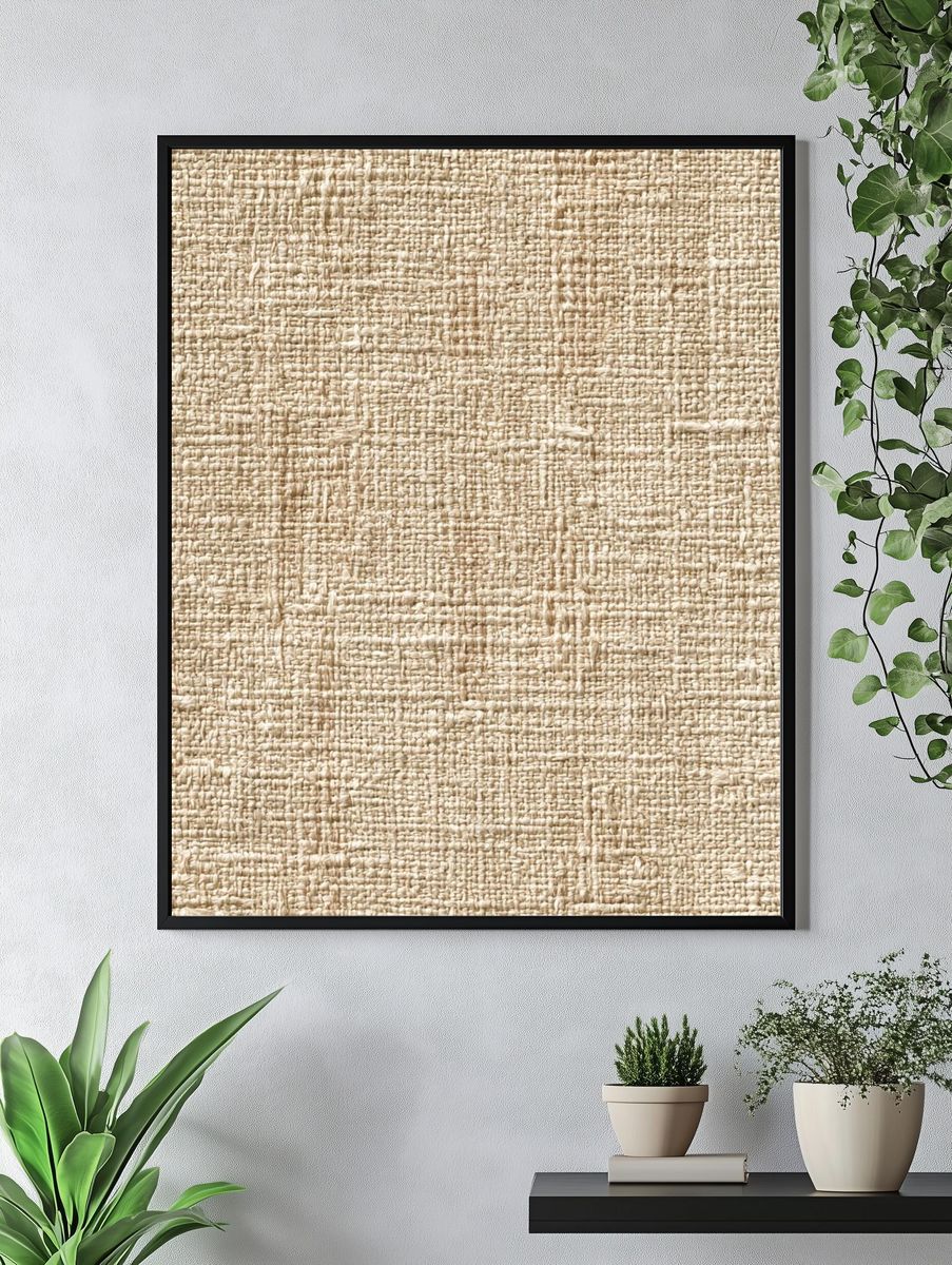 Neutral Woven Texture Print. — room view 4