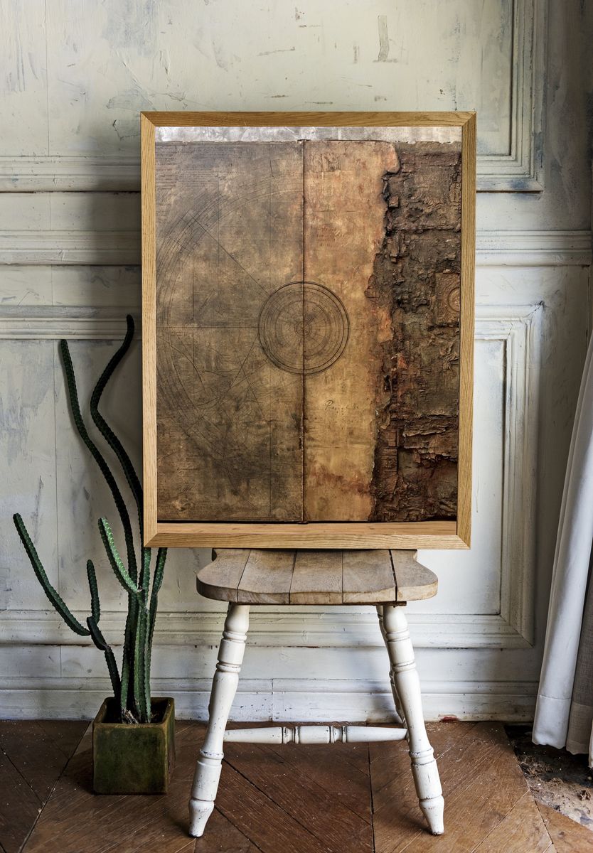 Antique Book Texture Abstract Print. — room view 1