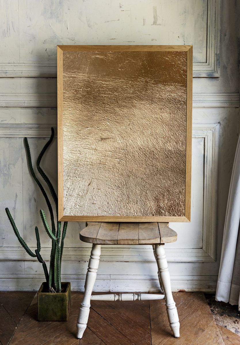 Golden Metallic Texture Print. room preview