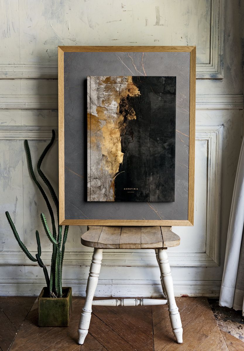 Gold and Black Abstract Poster. room preview