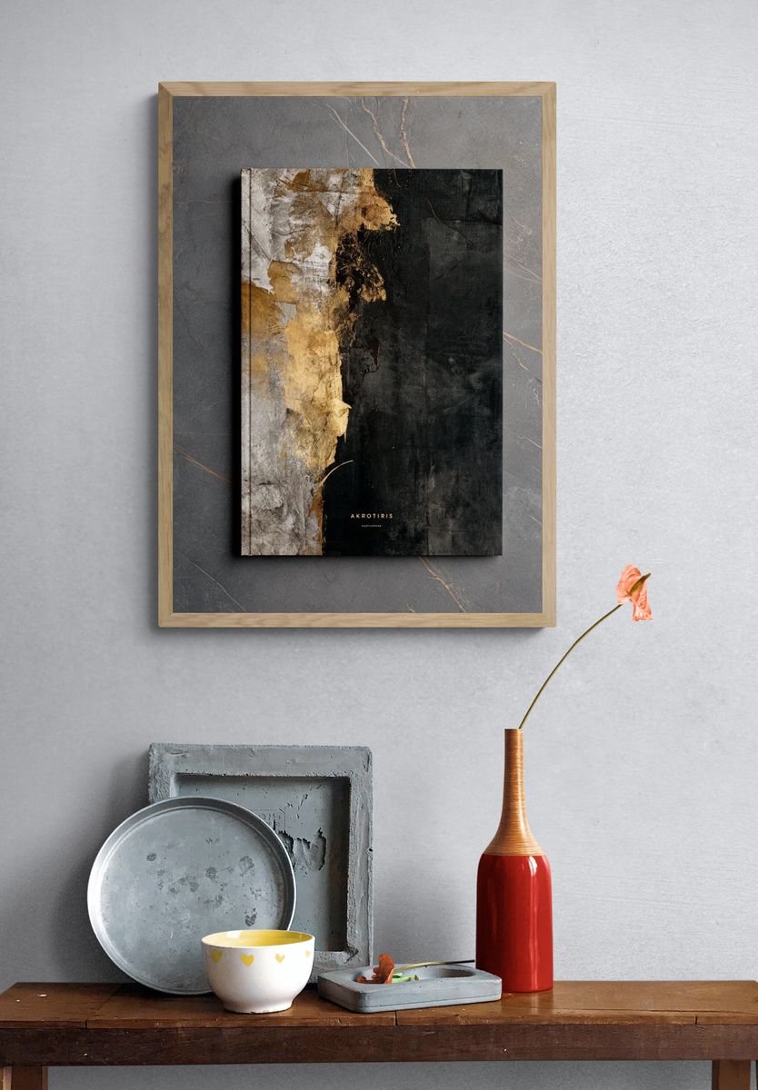 Gold and Black Abstract Poster. — room view 3