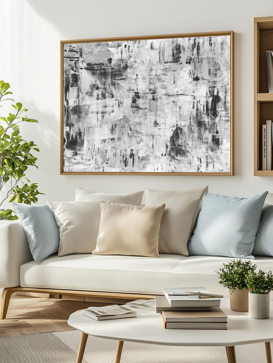 Paint background wallpaper, abstract monochrome. — room view 2