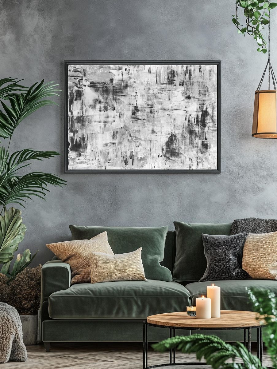 Paint background wallpaper, abstract monochrome. — room view 4