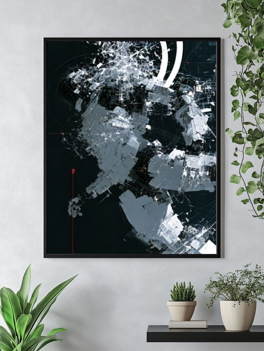 Monochrome Cosmic Fragment Poster. — room view 4