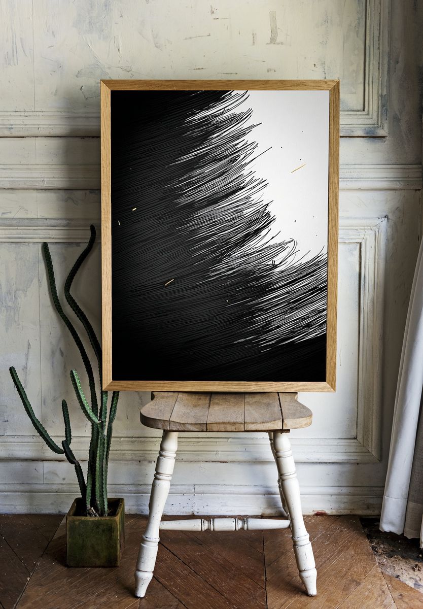 Monochrome Brush Sweep Poster. room preview