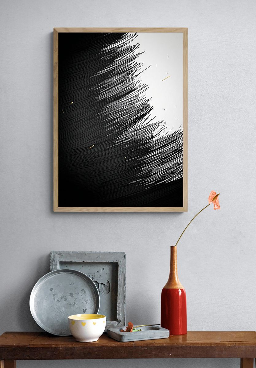 Monochrome Brush Sweep Poster. — room view 3