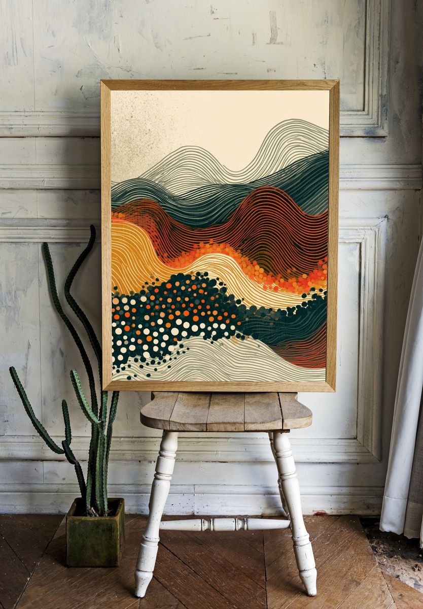 Abstract Wavy Landscape Poster. room preview