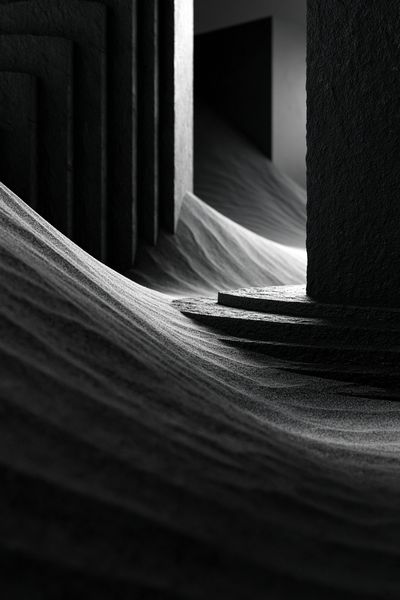 Monochrome Sandscape Abstract Poster.