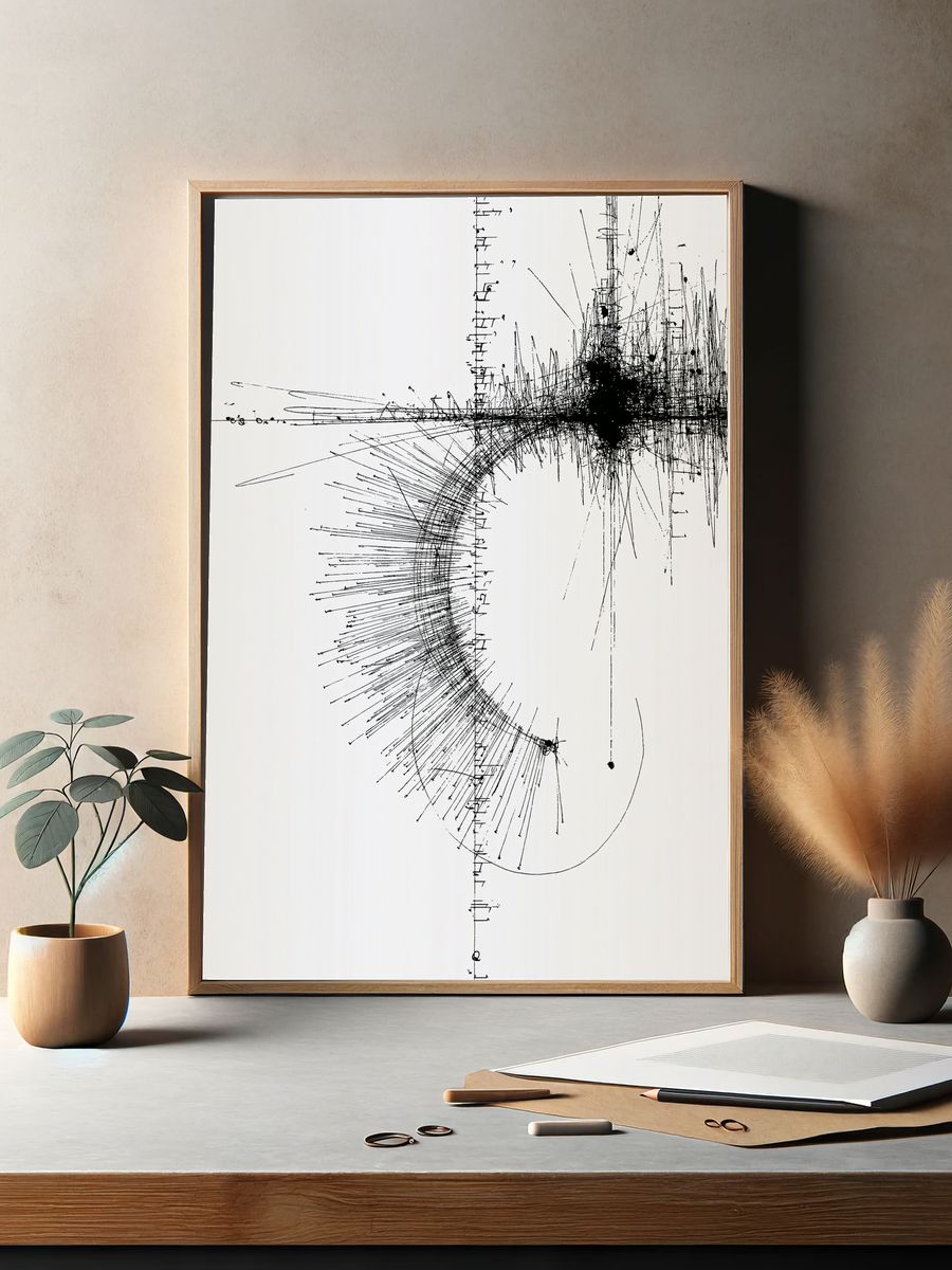 Monochrome Linear Burst Abstract Poster. — room view 2