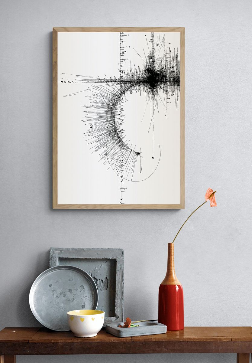 Monochrome Linear Burst Abstract Poster. — room view 3