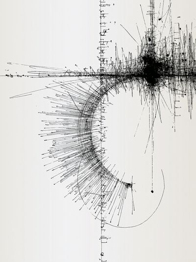 Monochrome Linear Burst Abstract Poster.