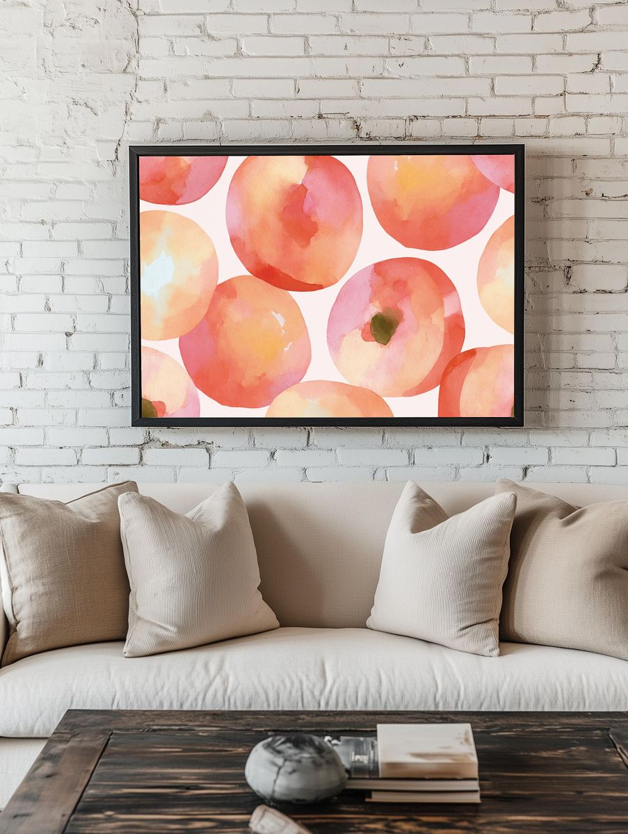 Peach Watercolor Abstract Poster. — room view 1