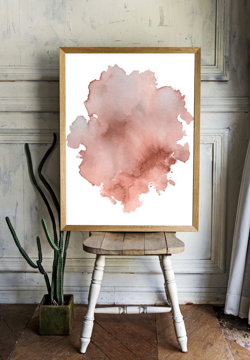 Blush Watercolor Bloom Poster. room preview