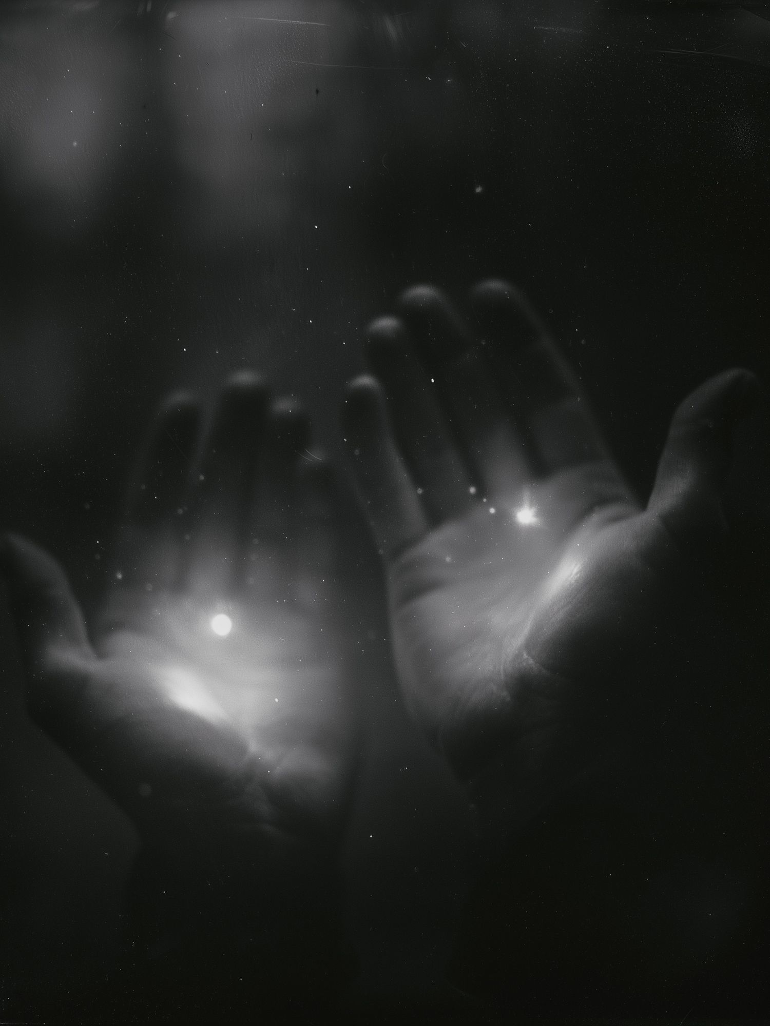 Ghostly Hands Black White Print. poster detail