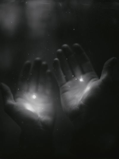 Ghostly Hands Black White Print. poster