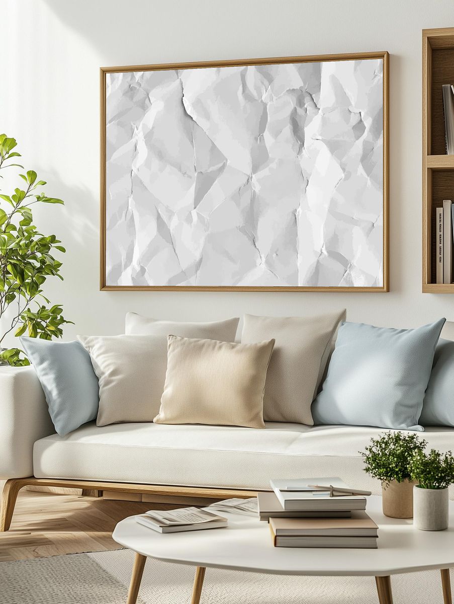 White crumpled paper textured background. — room view 2