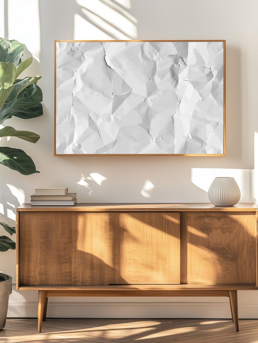 White crumpled paper textured background. — room view 3