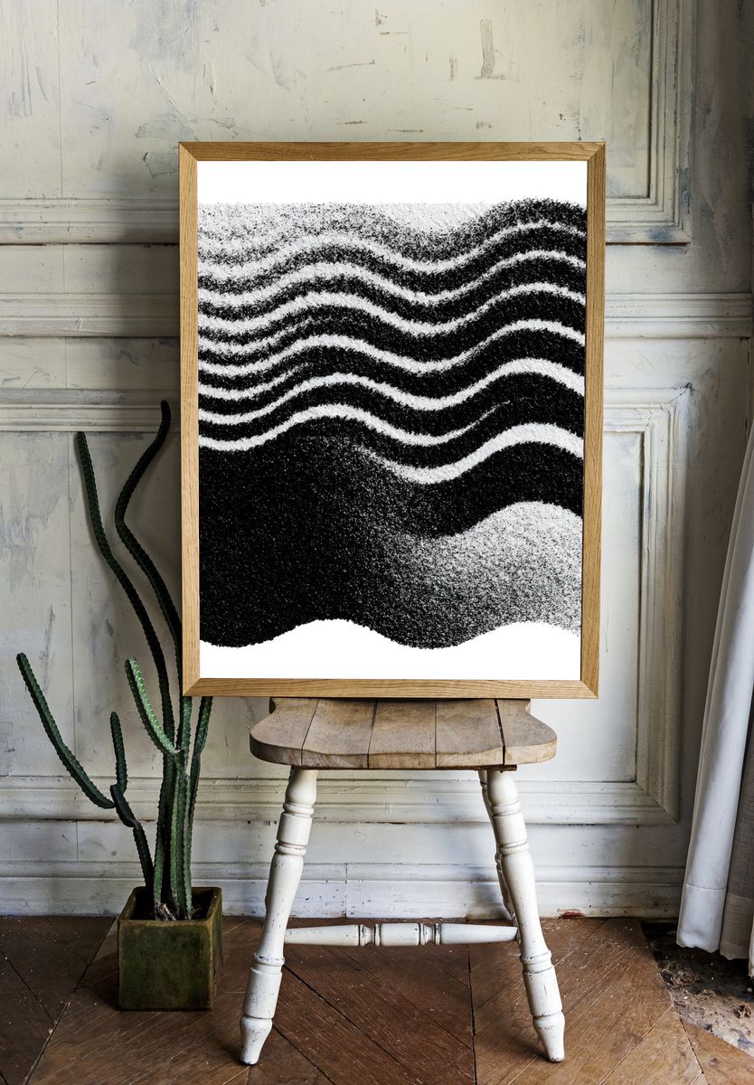 Wavy Monochrome Abstract Poster. room preview