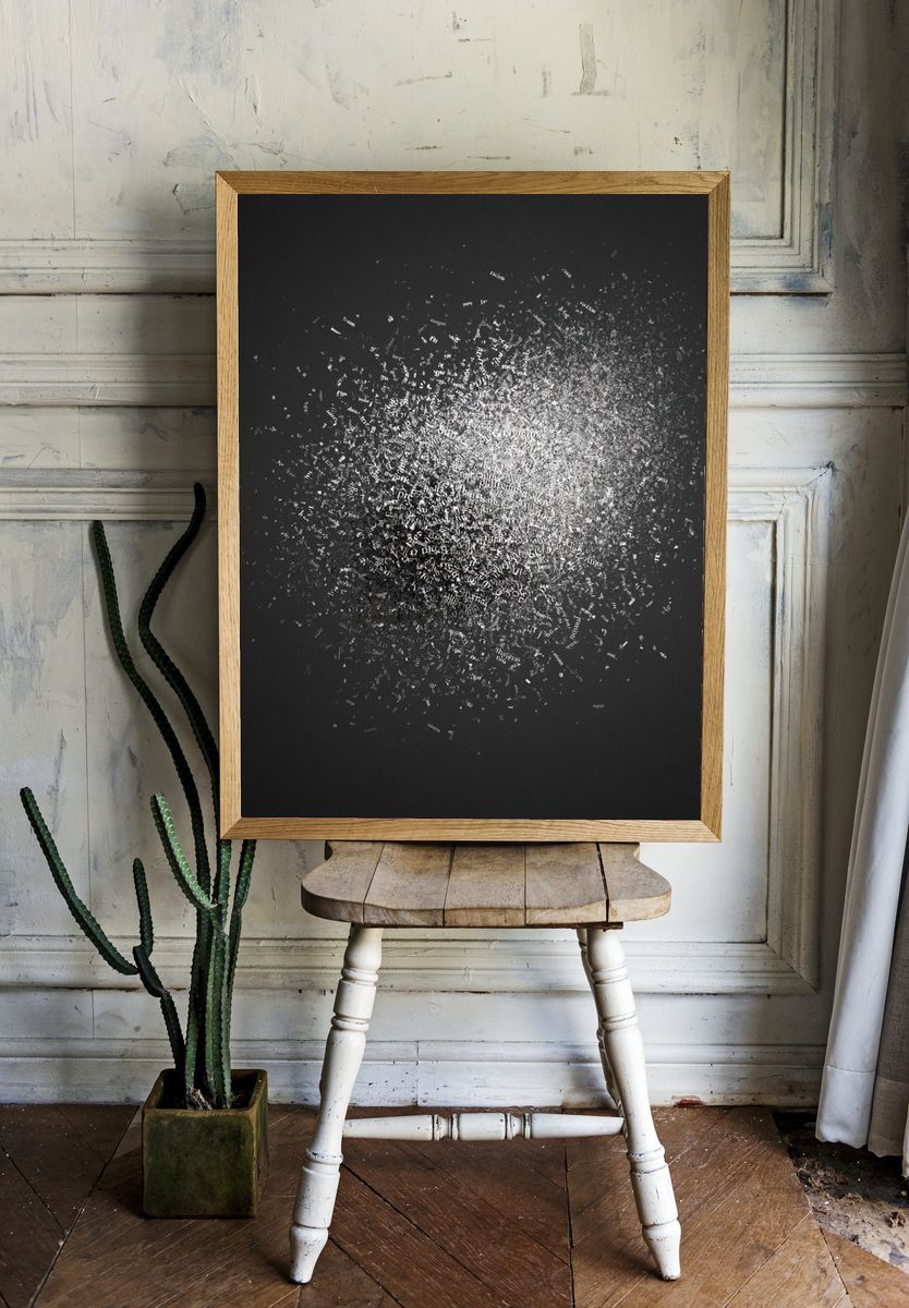 Monochrome Particle Burst Print. — room view 1