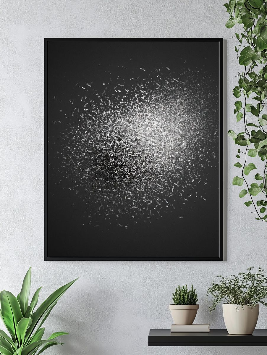 Monochrome Particle Burst Print. — room view 4