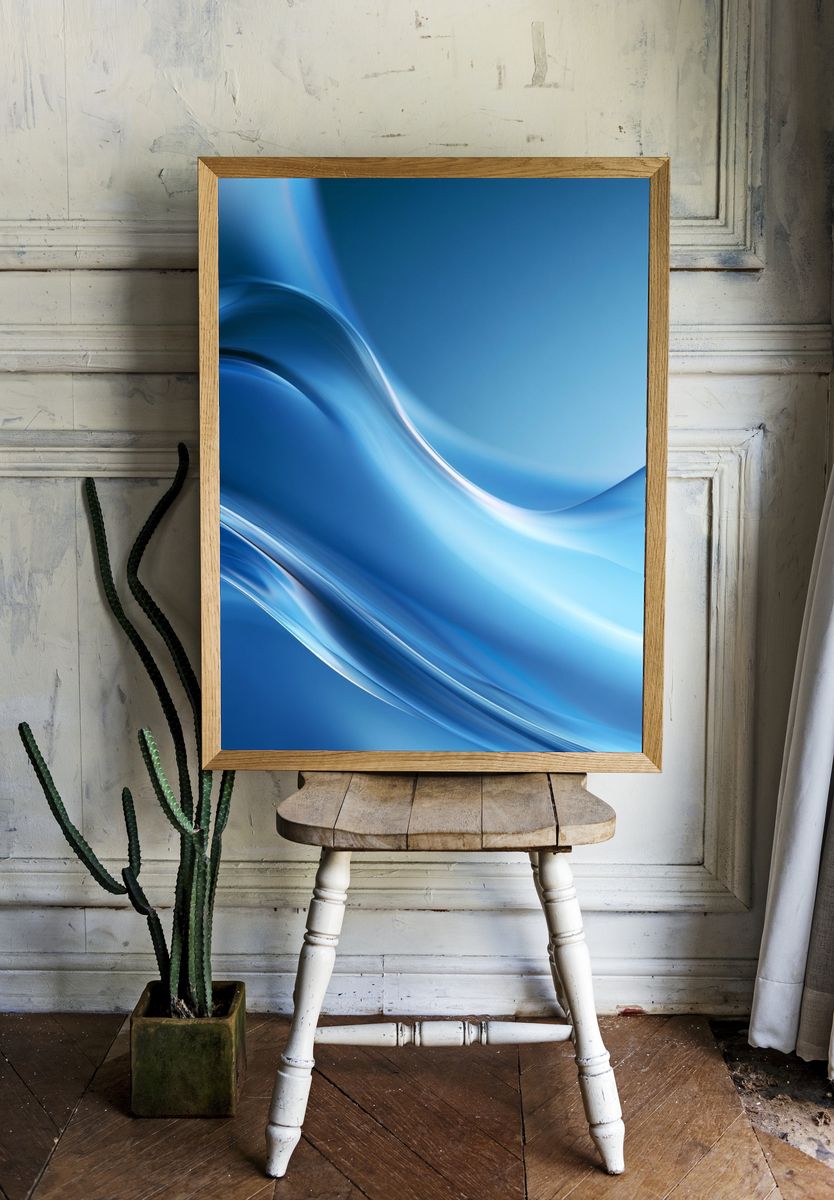 Blue Flow Abstract Poster. — room view 1