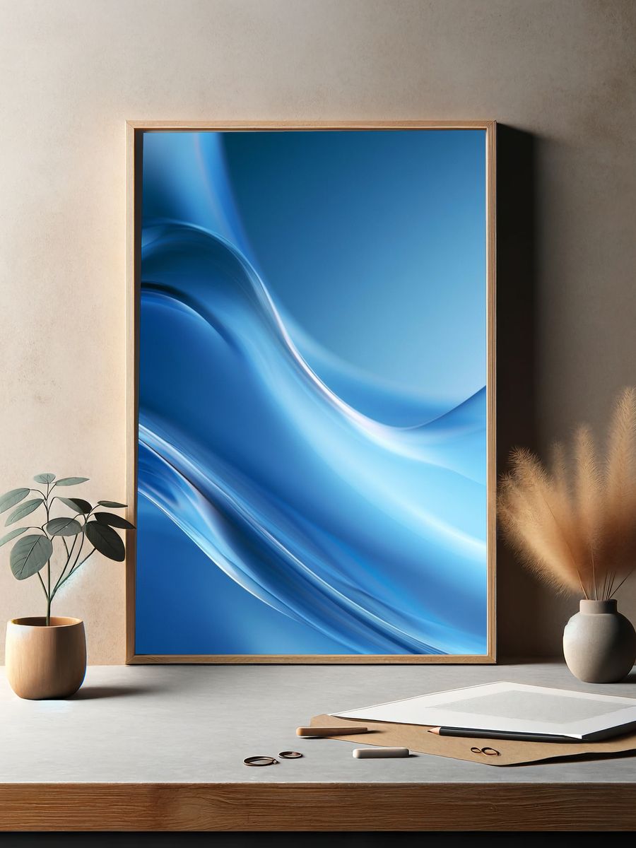 Blue Flow Abstract Poster. — room view 2
